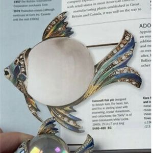 RARE  Fish Jelly Belly.lucite brooch. Bok piece CORO CRAFT Sterling Silver Katz
